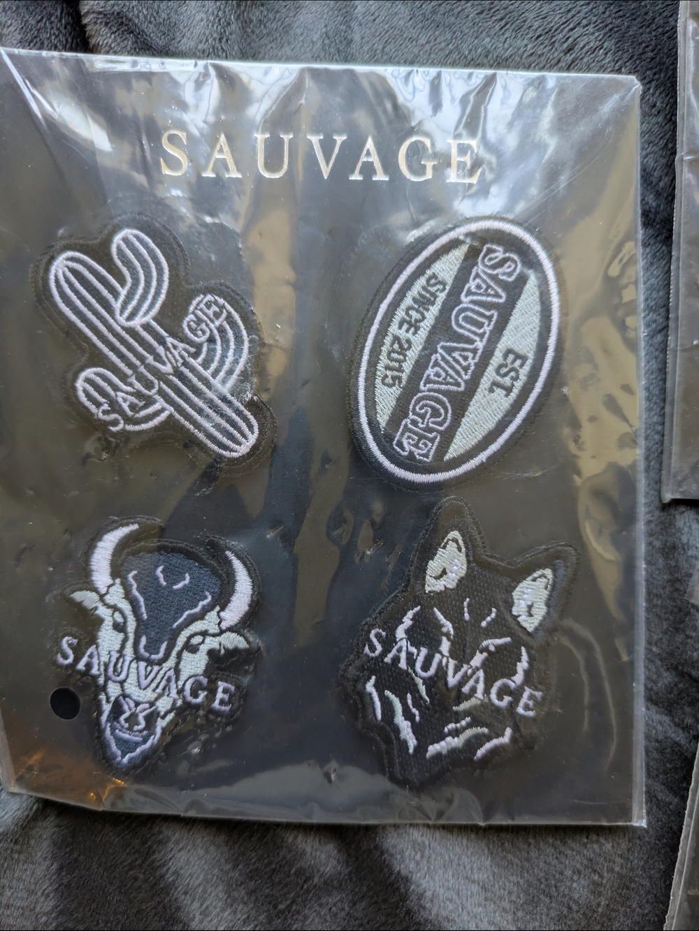 Dior Sauvage Black & White Embroidered Patch Set 55 Each (1 Pack Of 4 Pins)
